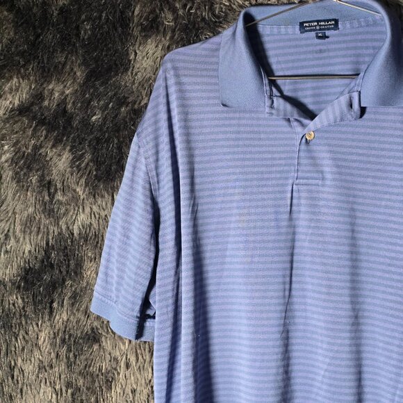 Peter Millar Crown Crafted Polo Shirt Mens XL Blue Purple Stripe Performance Gol - Picture 2 of 7